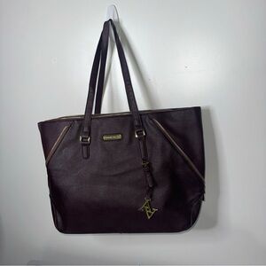 Adrienne Vittadini Saffiano Zip Laptop Satchel Tote Bag